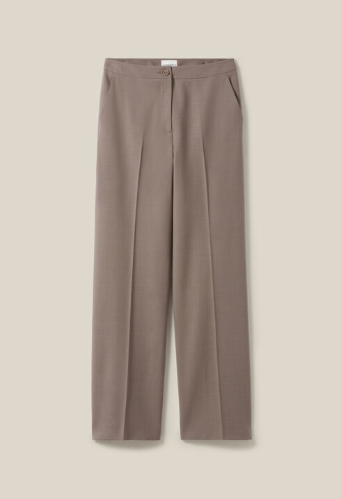 Pantalon tailleur droit taupe