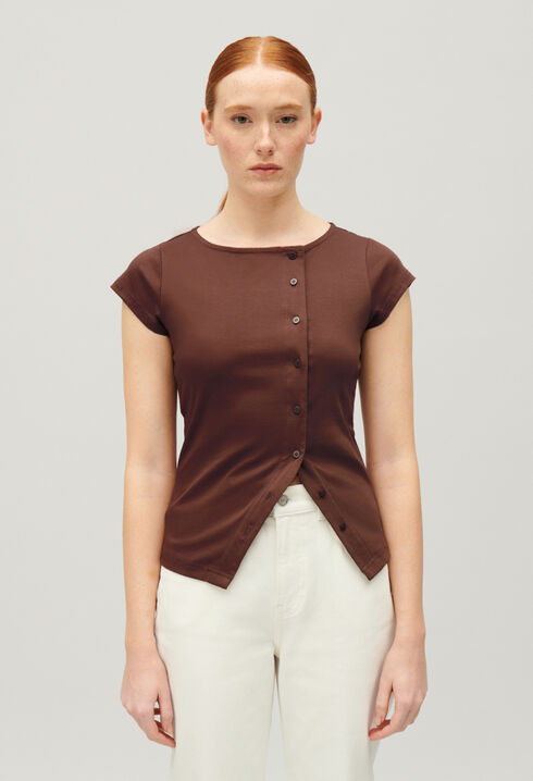 Top boutonné asymétrique noir