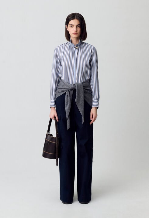 Striped Victorian collar blouse