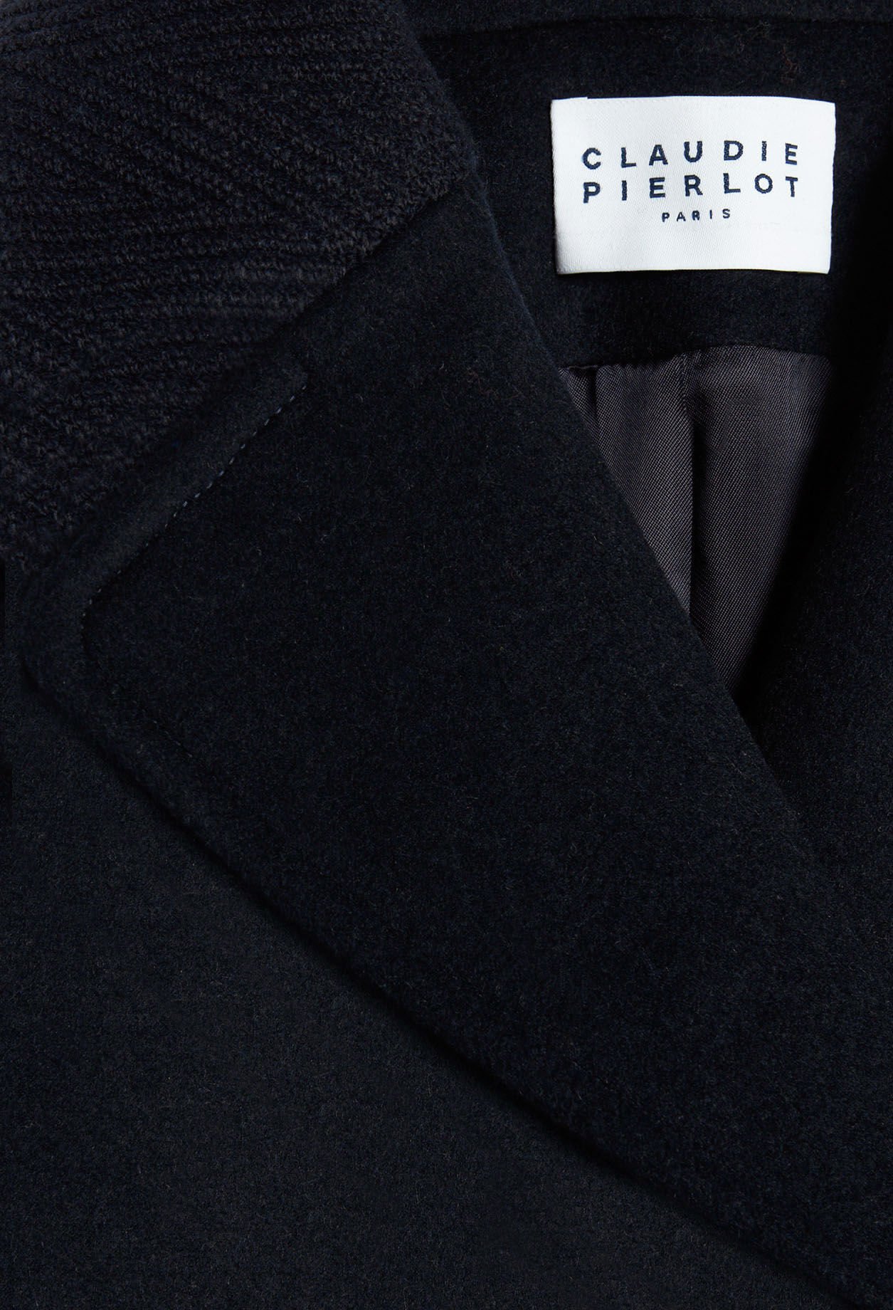 Manteau bi-matière en laine recyclée