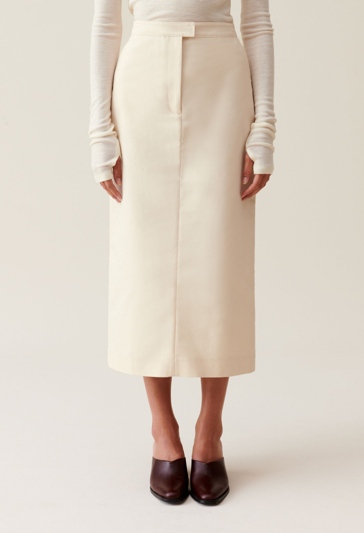 Jupe midi beige clair