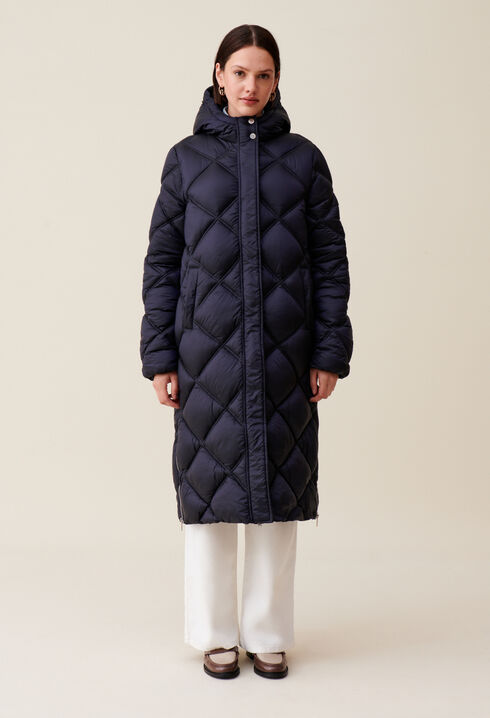 Doudoune longue capuche matelassée