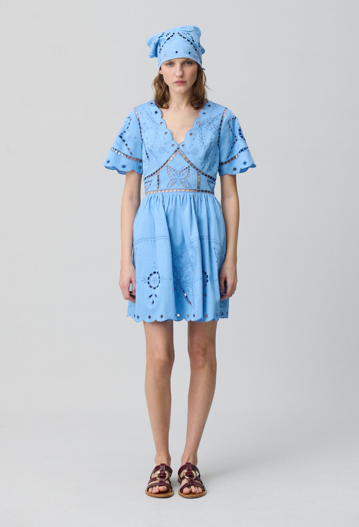Short Dress Butterfly Embroidery