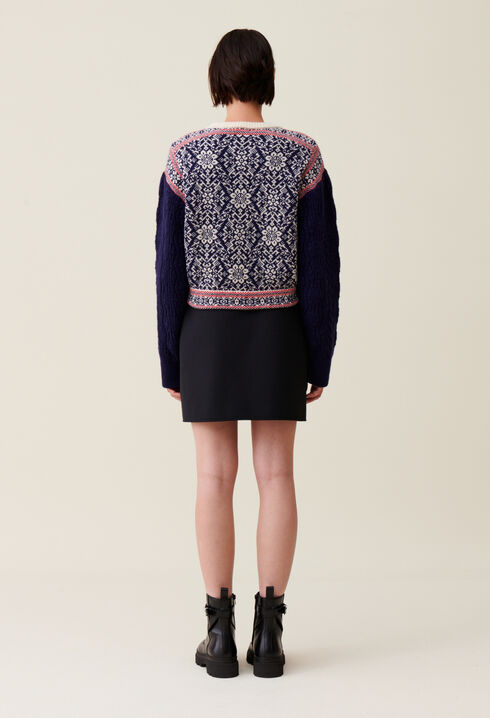 Pull maille motifs col rond