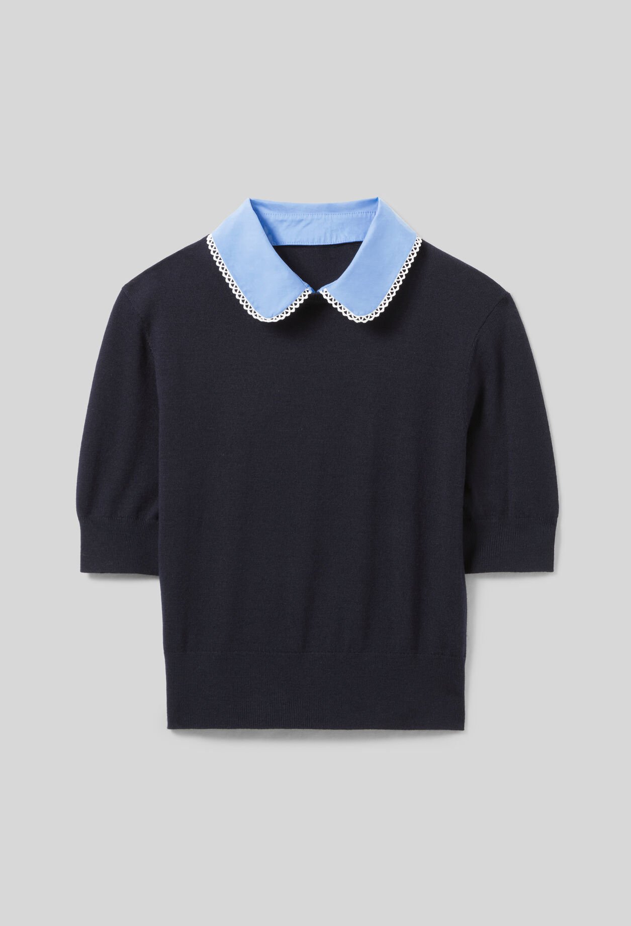 Fine Knit Top with Collar