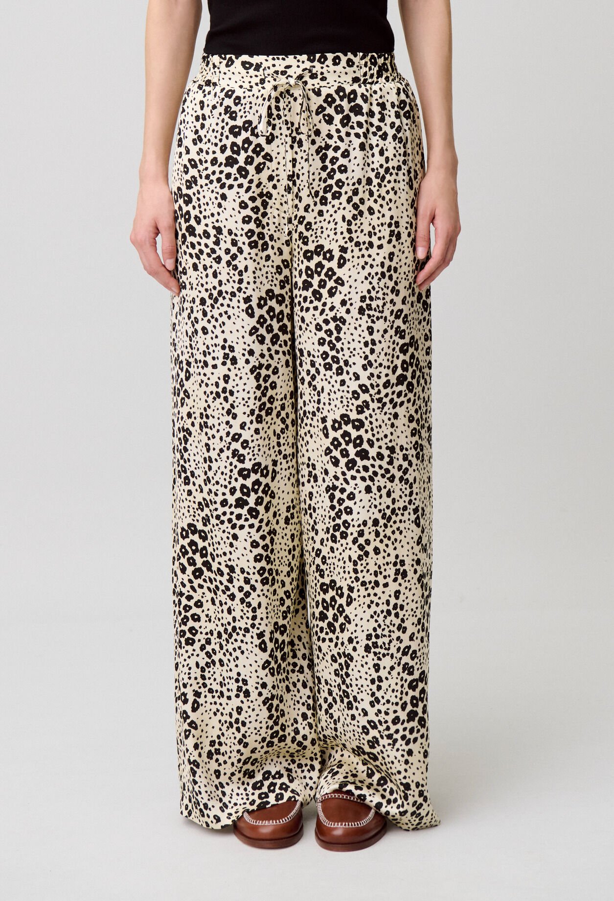 Animal print satin trousers
