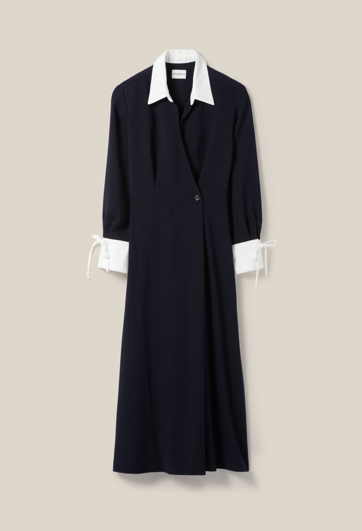 Navy wrap fluid maxi dress
