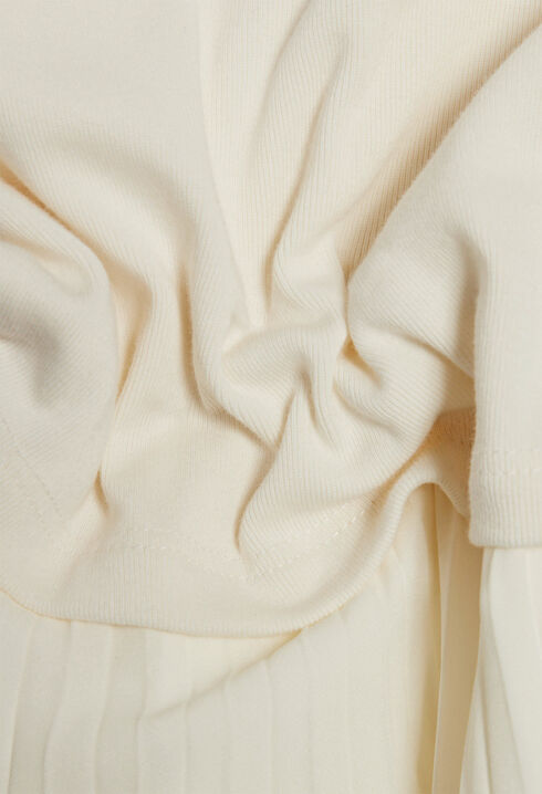 Twist ivory bi-material midi dress 