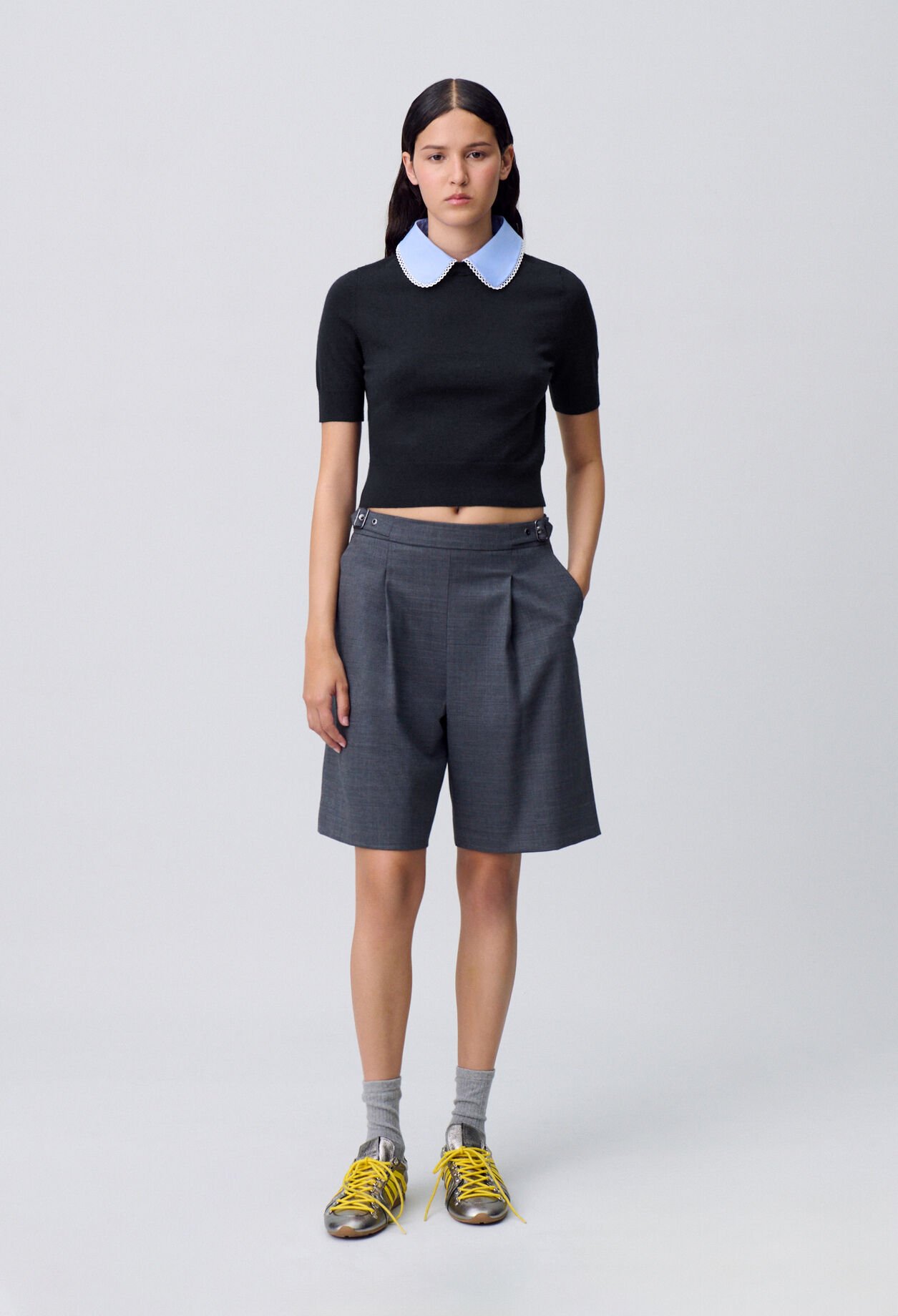 Fine Knit Top with Collar