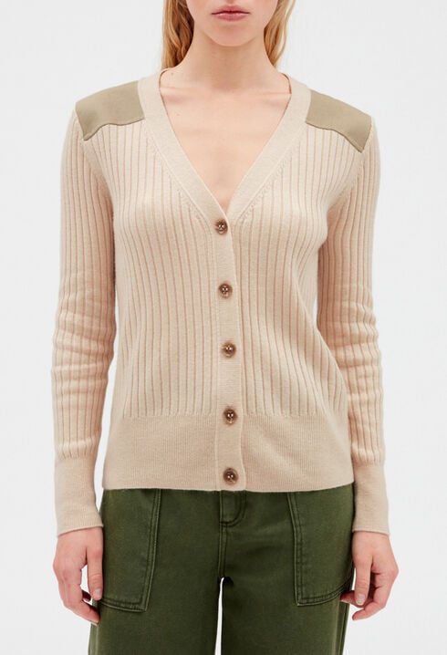 Cardigan maille beige