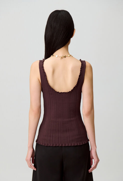 Ruffle pointelle knit tank