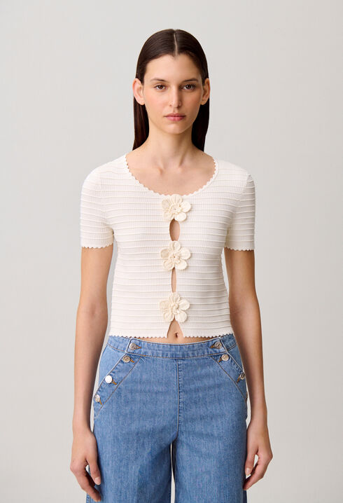 Striped short-sleeved jumper