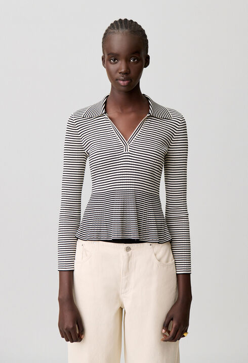Striped long-sleeved top
