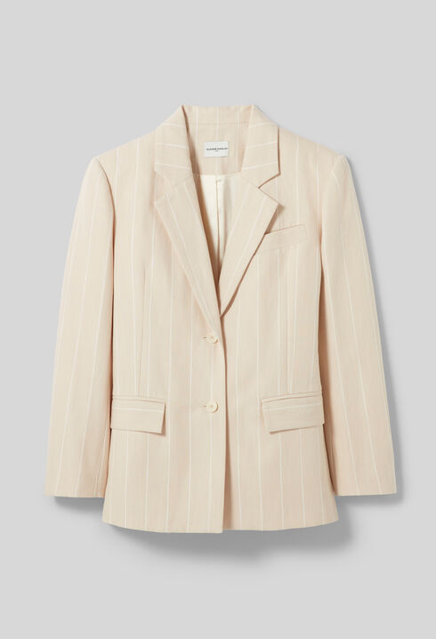 Blazer fines rayures viscose lin