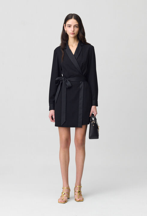 Robe cache-cœur col tailleur