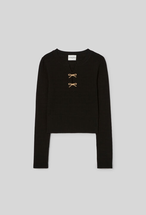 Fine knit bow jumper