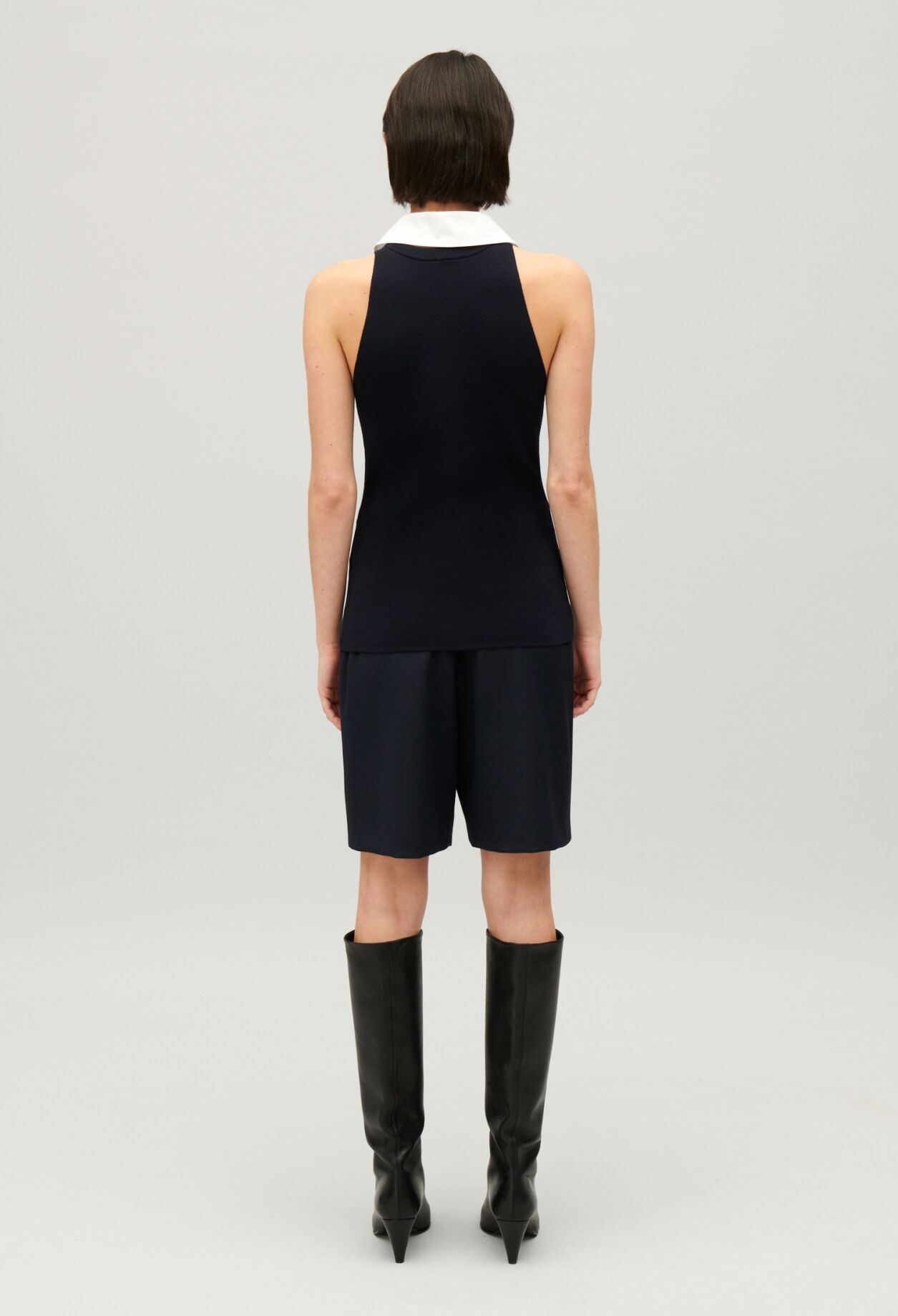 Débardeur col chemise marine