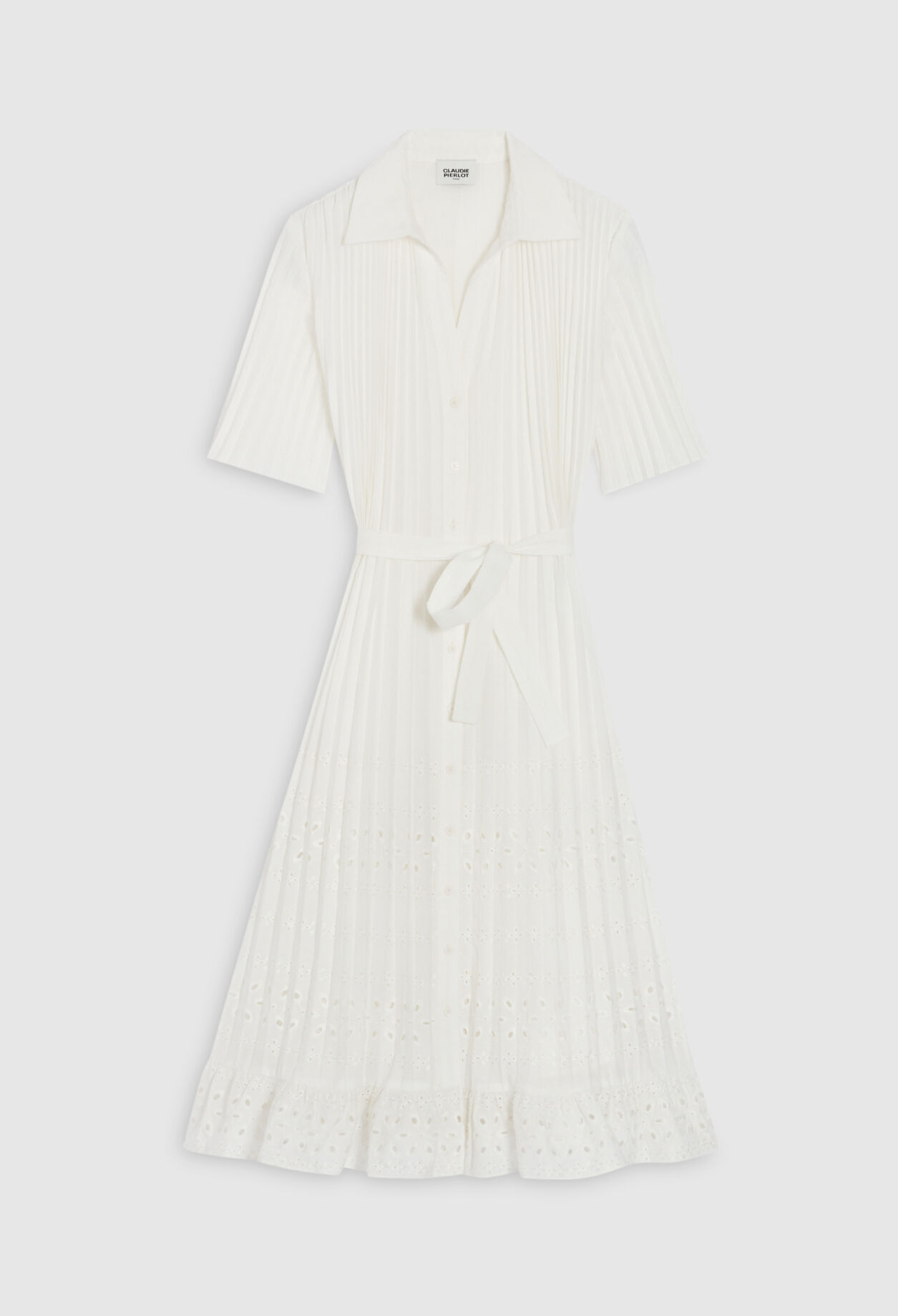 Off-white pleated midi dress