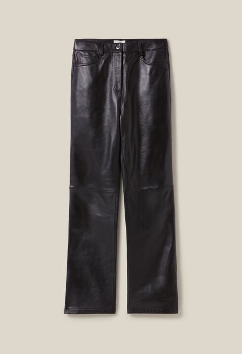 Straight leather trousers