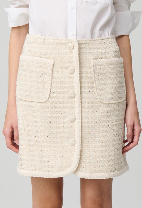 Jupe courte tweed boutonnée