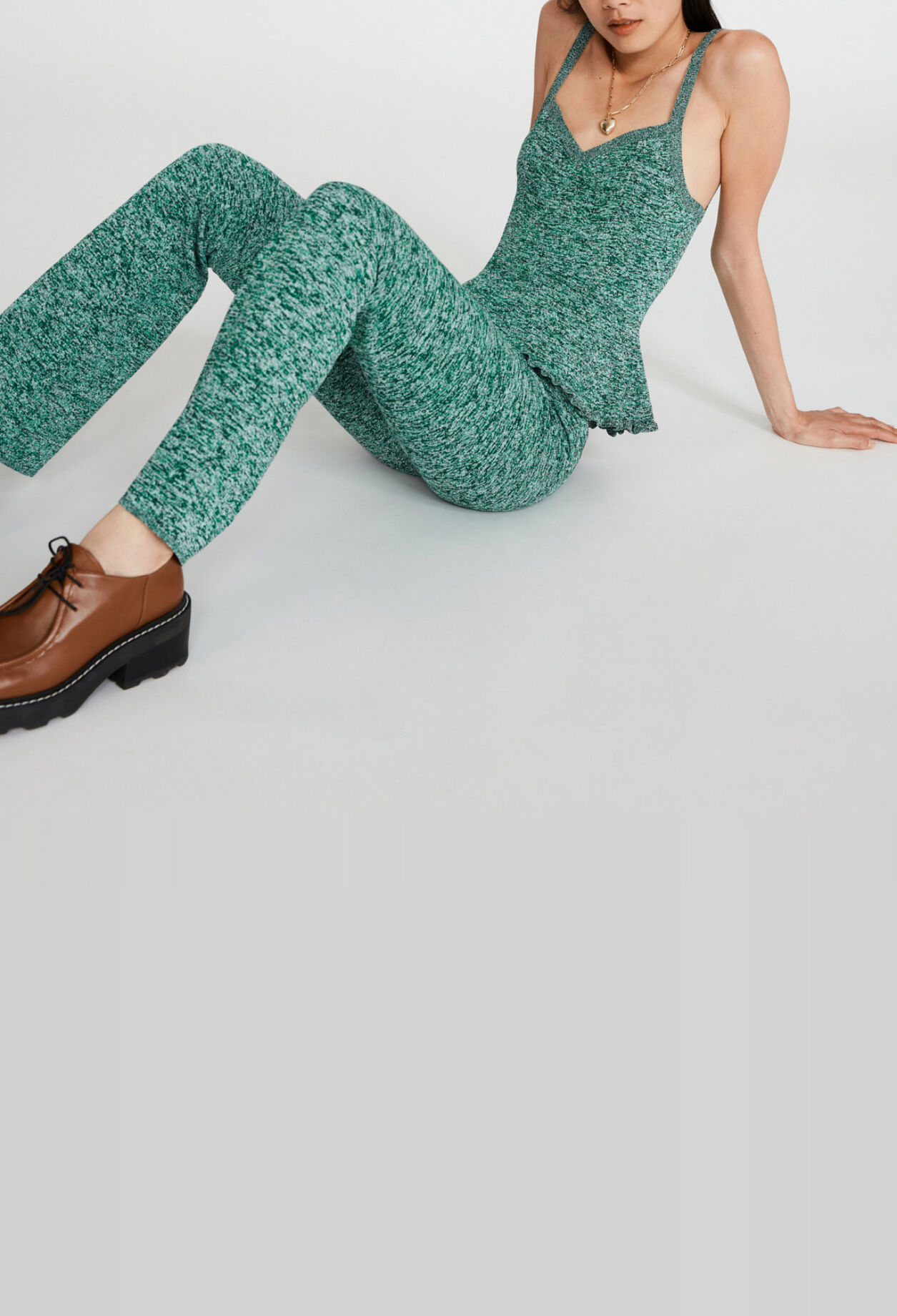 Pantalon maille effet chinée