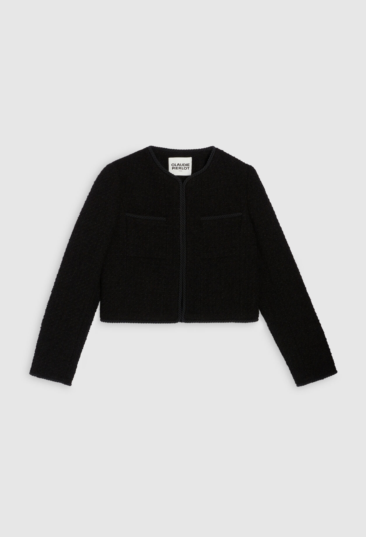 Short black tweed jacket
