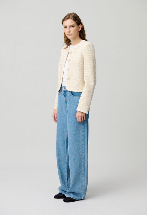 Veste courte tweed boutonné