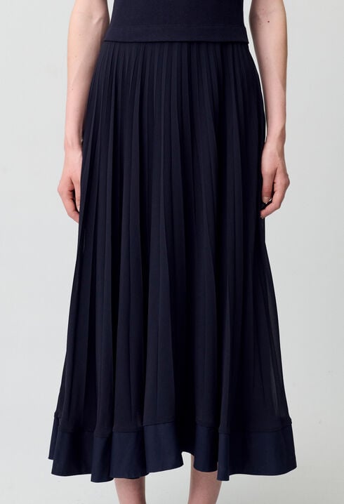 Robe longue plissée marine