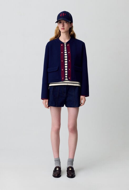 Cardigan épais bicolore