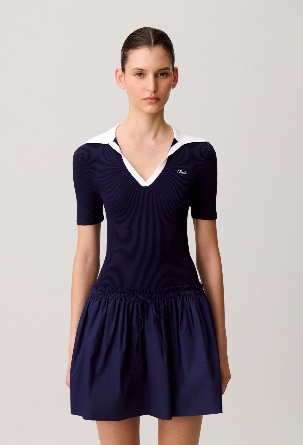 Robe bi-mati&egrave;re maille