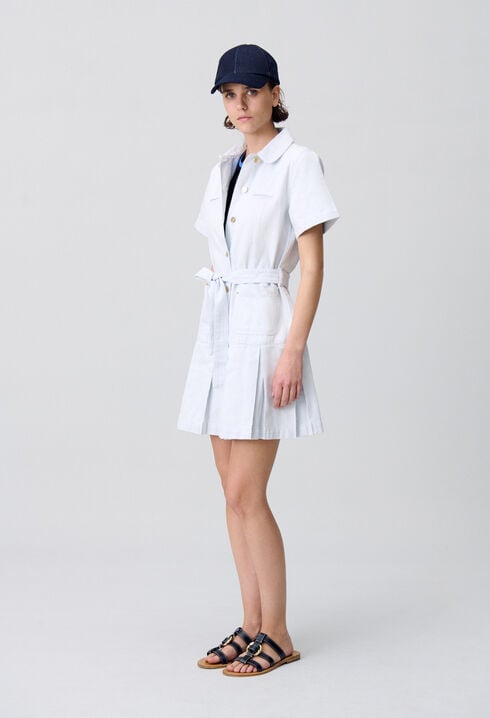 Robe courte denim à plis