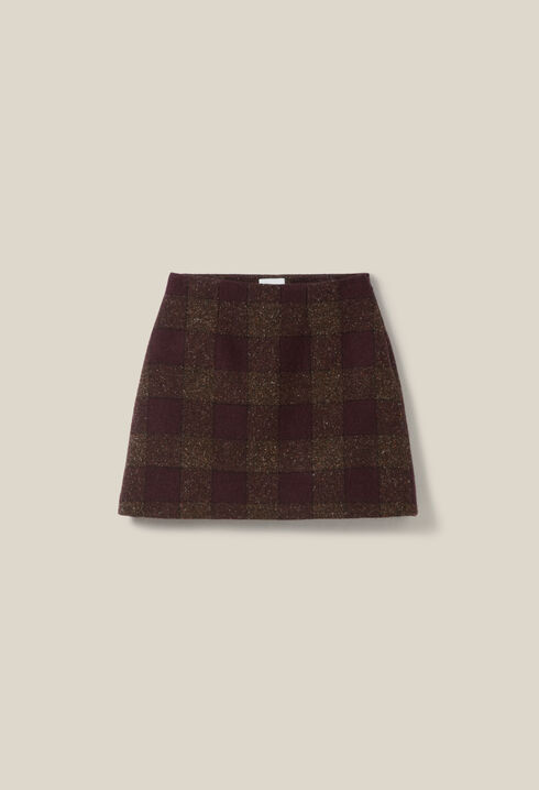 Short checked knit skirt