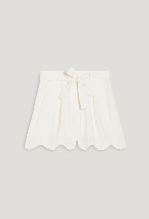 Ecru broderie high-waisted shorts