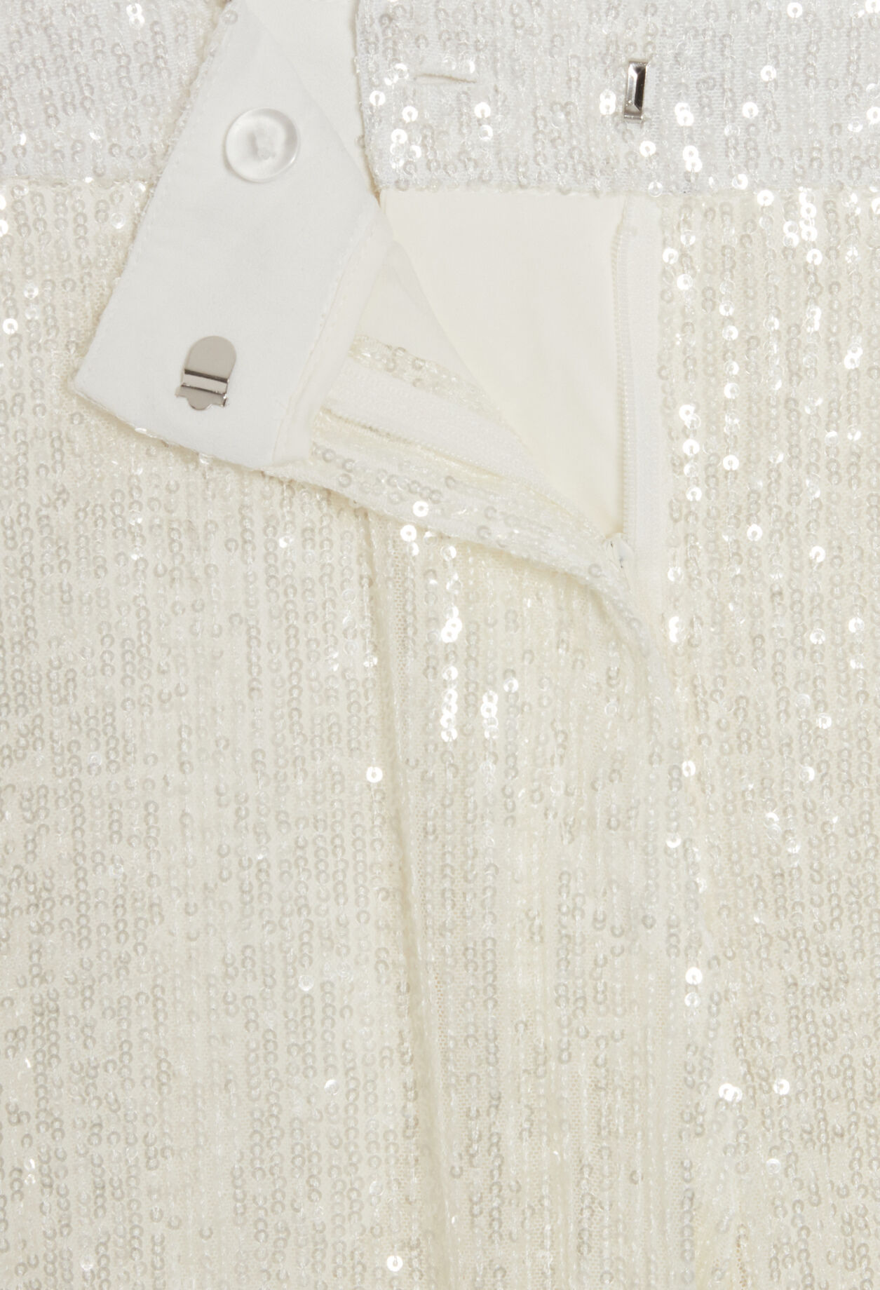 White sequinned trousers