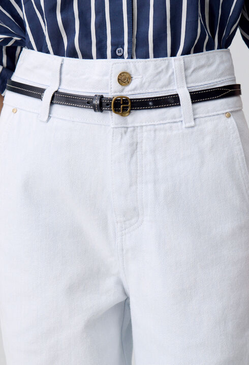 Ceinture cuir contrastée