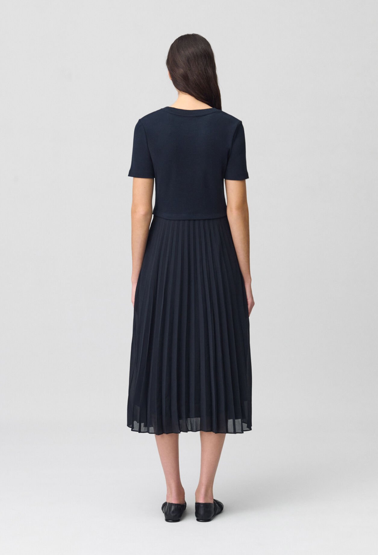 Long dual-fabric Teli dress
