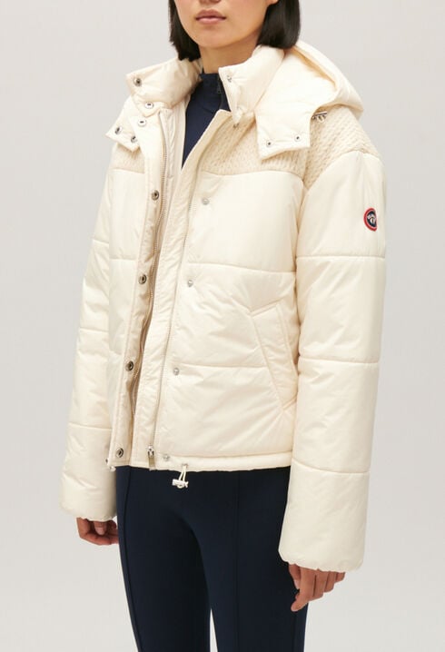 Ecru two-tone puffer jacket