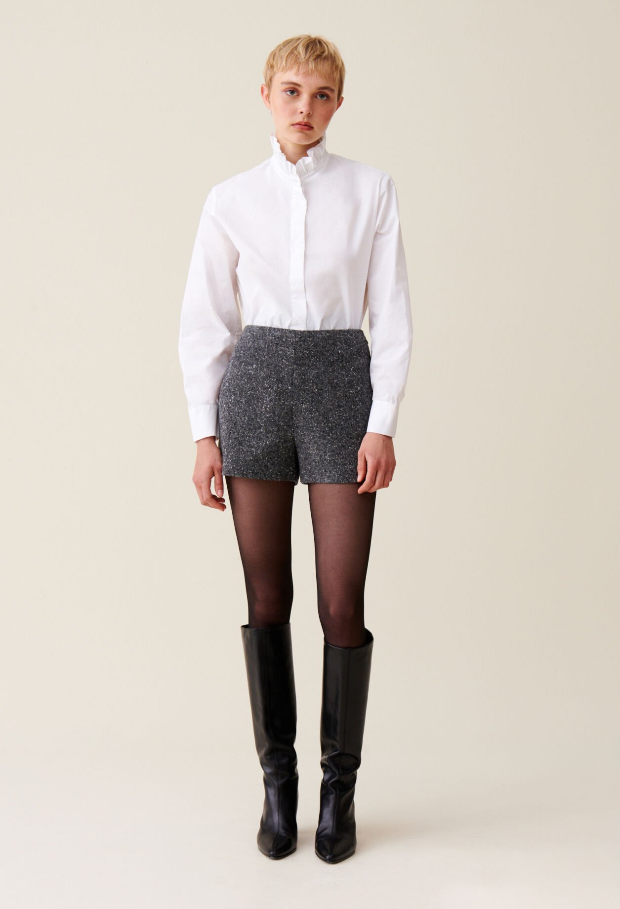 Short tweed gris