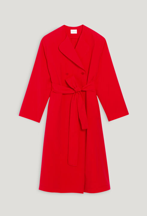 Long red trench coat