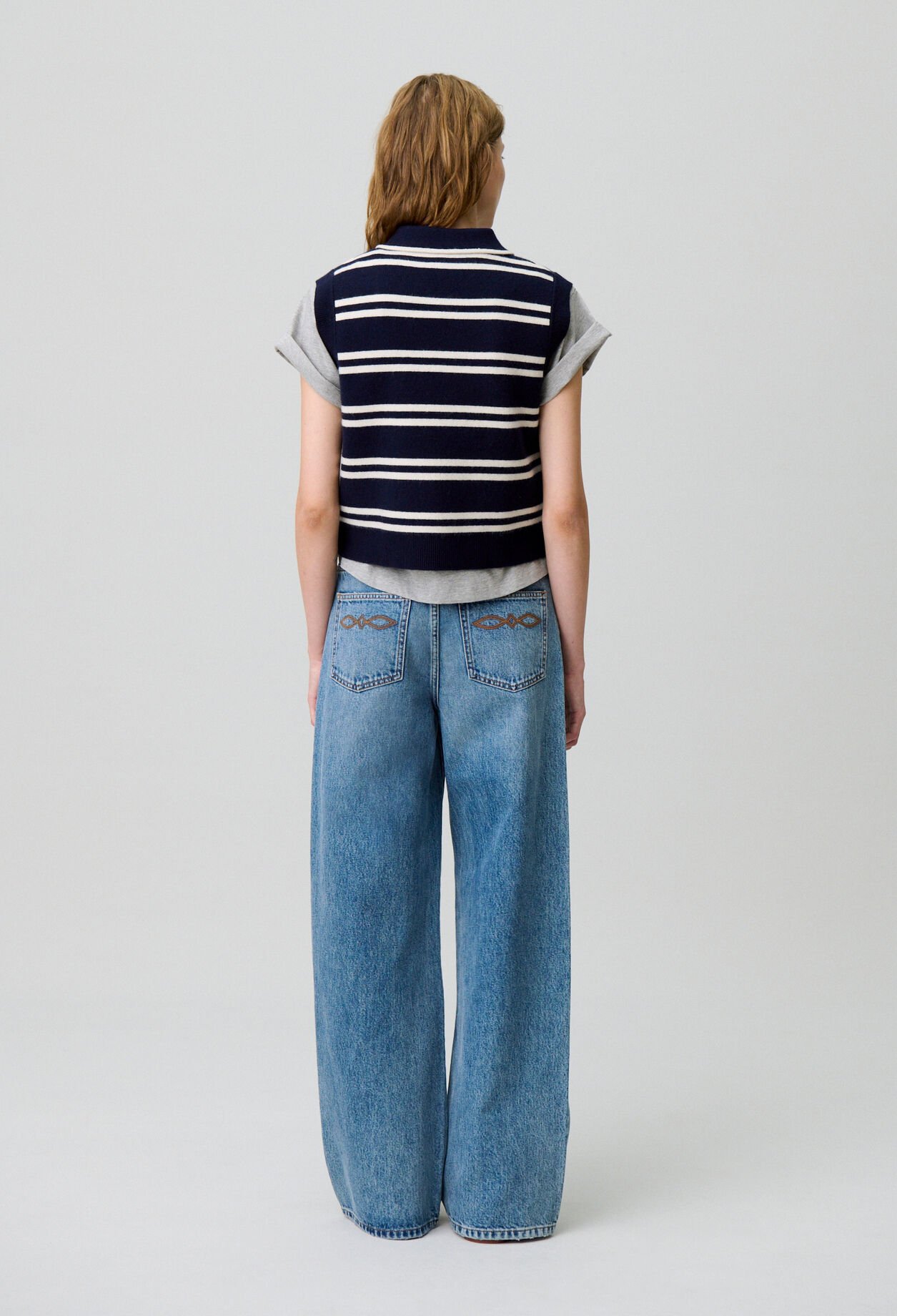Cardigan rayé sans manches