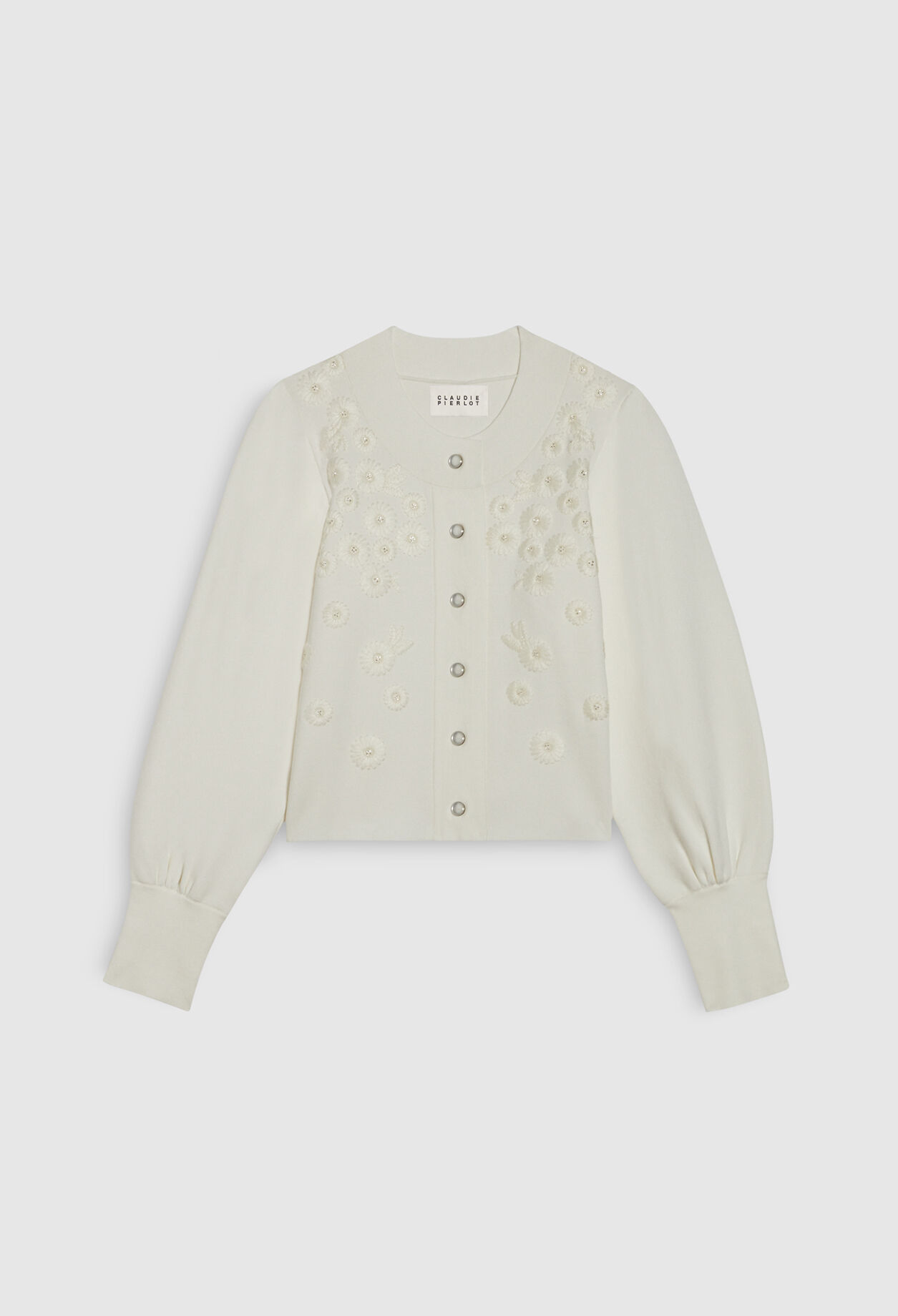 Cardigan with embroidered flowers