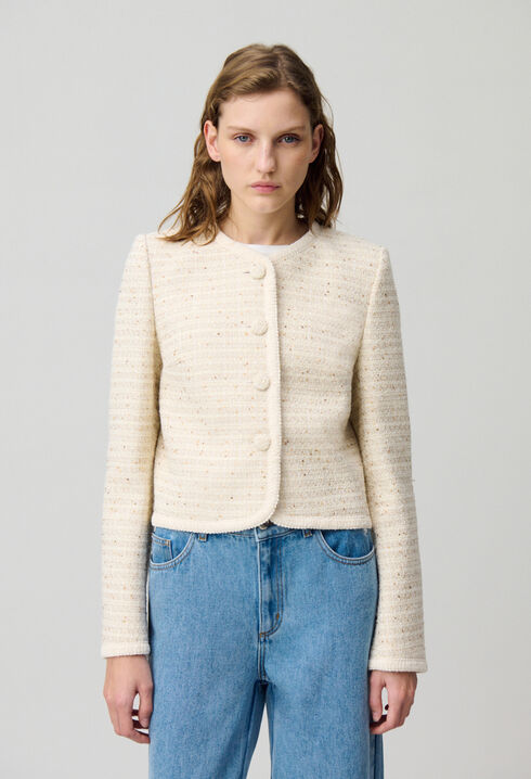 Veste courte tweed boutonné