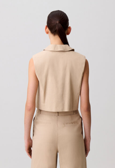 Veste courte tailleur lin