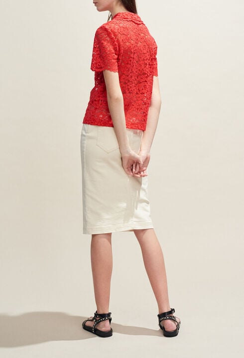 Top en dentelle col claudine