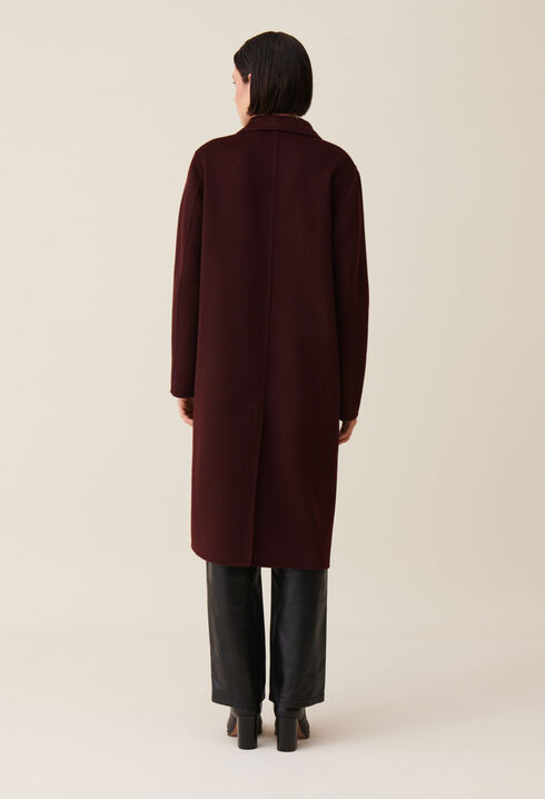 Manteau long droit bordeaux