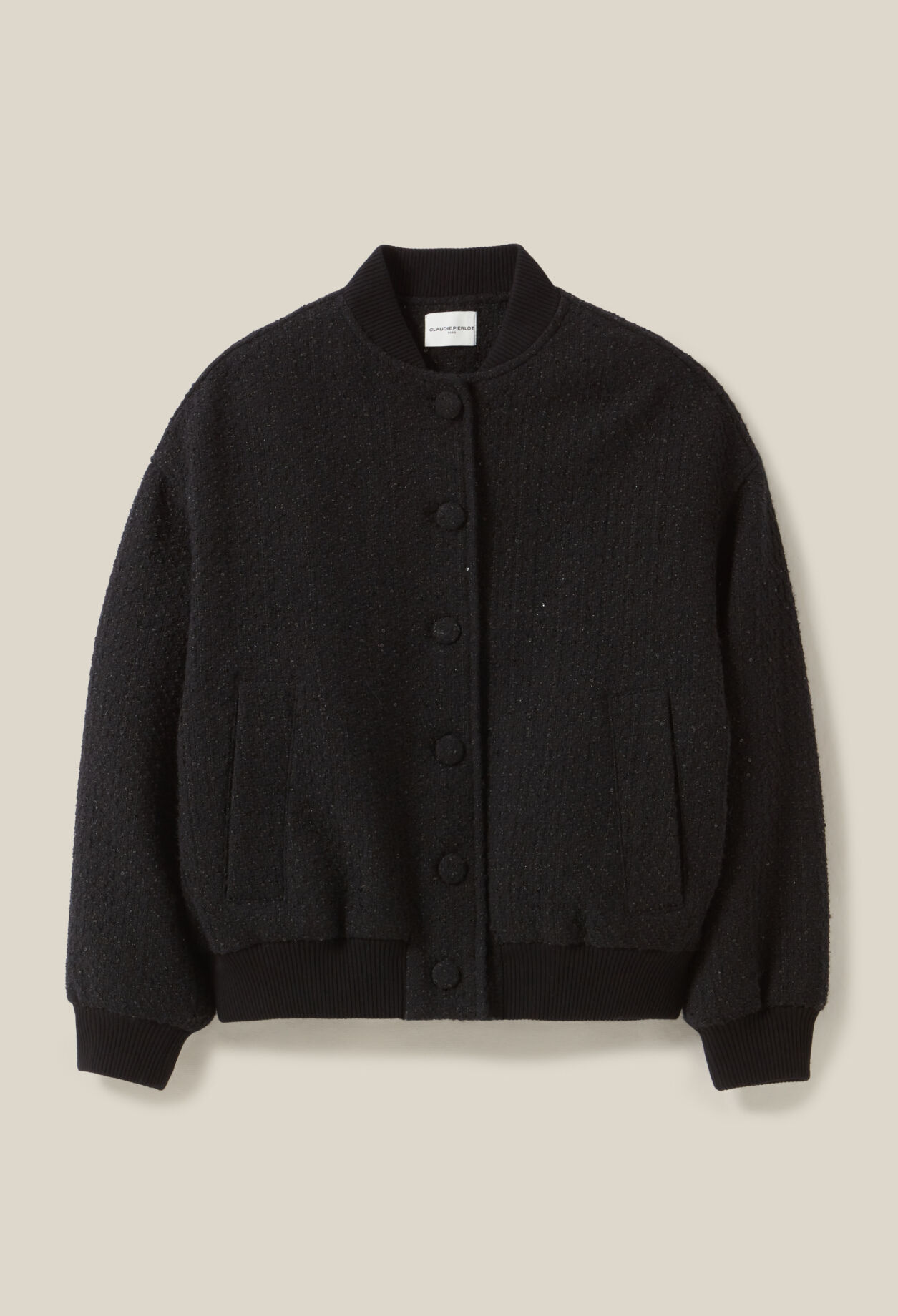 Black tweed bomber
