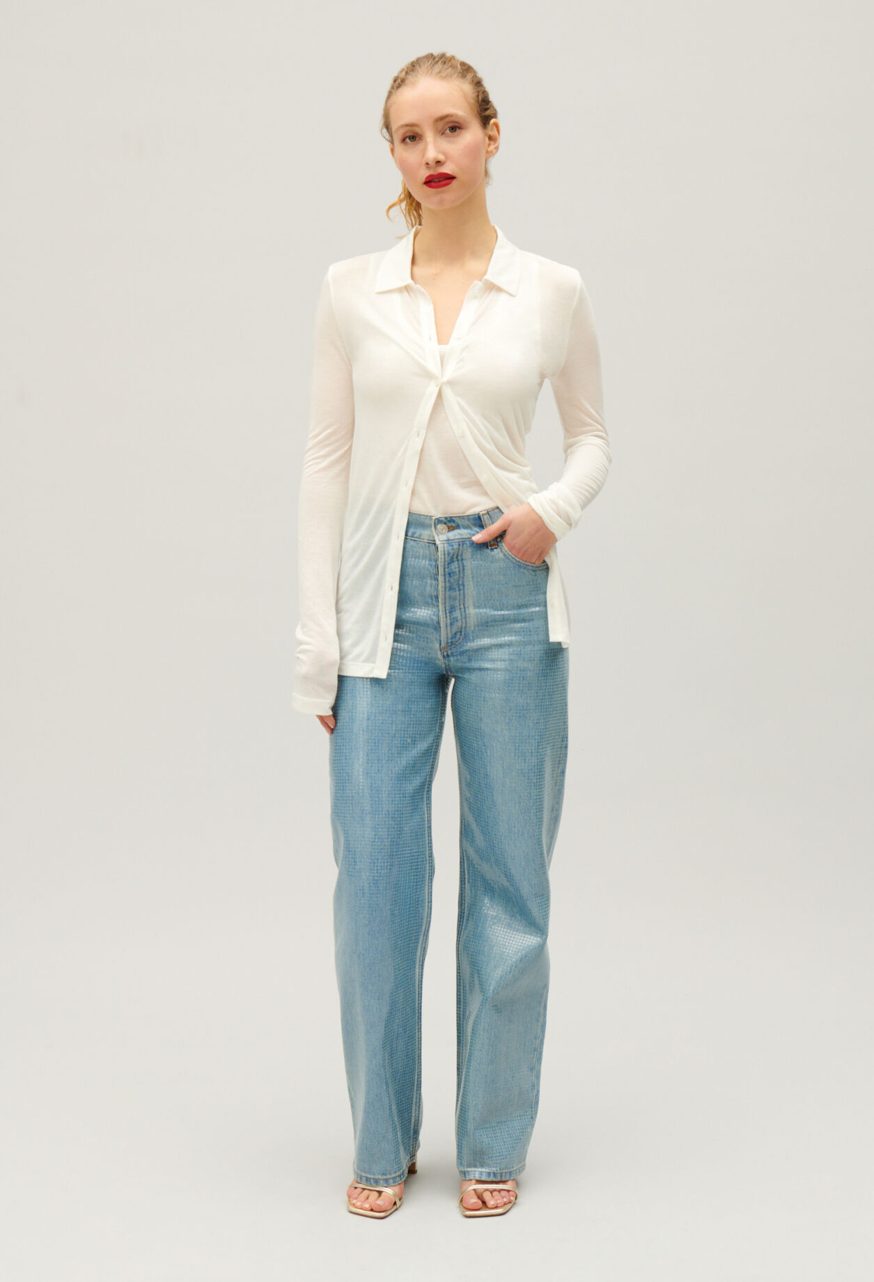 Straight blue glitter Claude jeans for women Claudie Pierlot