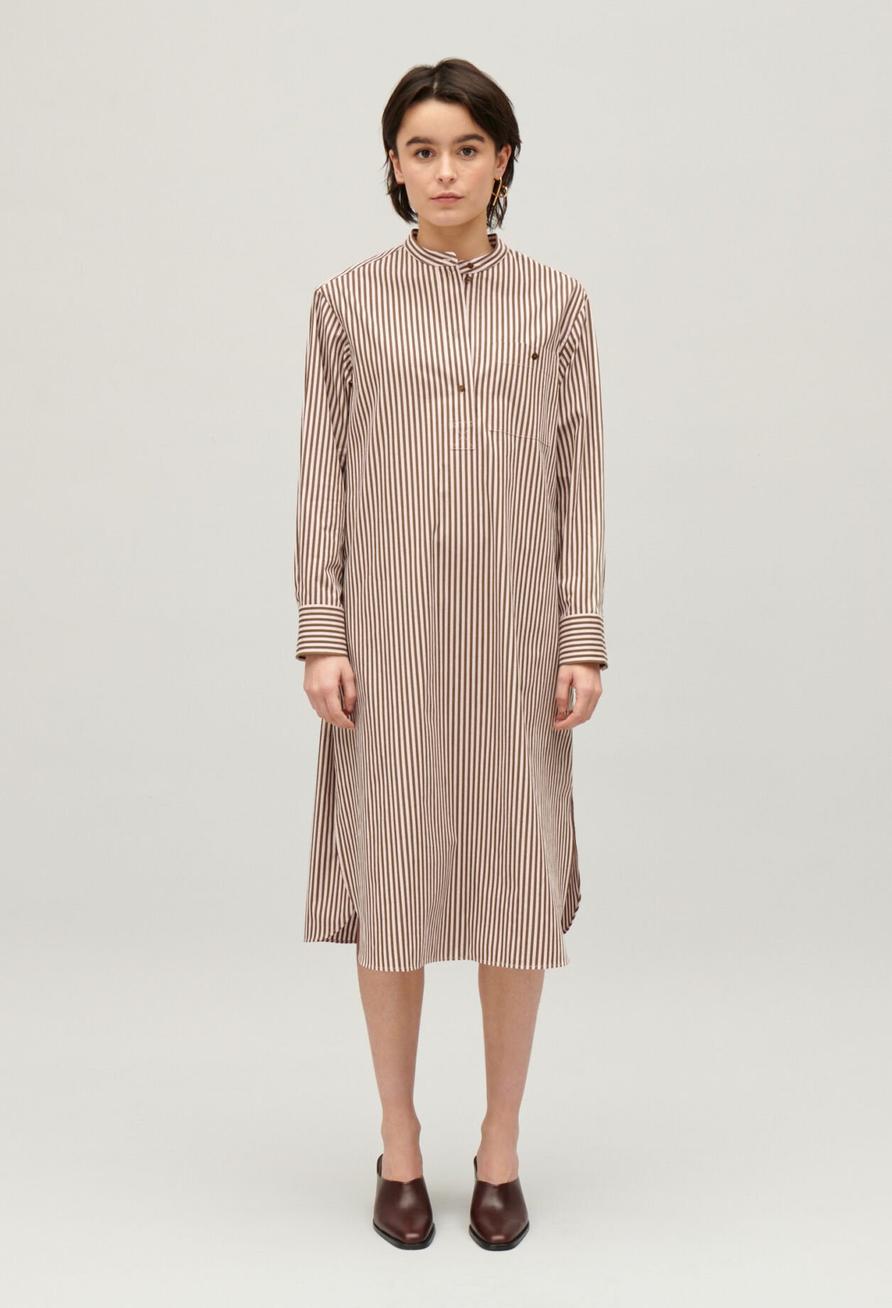 Robe longue rayures bronze