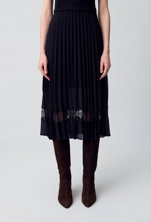 Twist black bi-material midi dress 