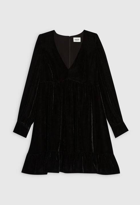 Black velvet short dress